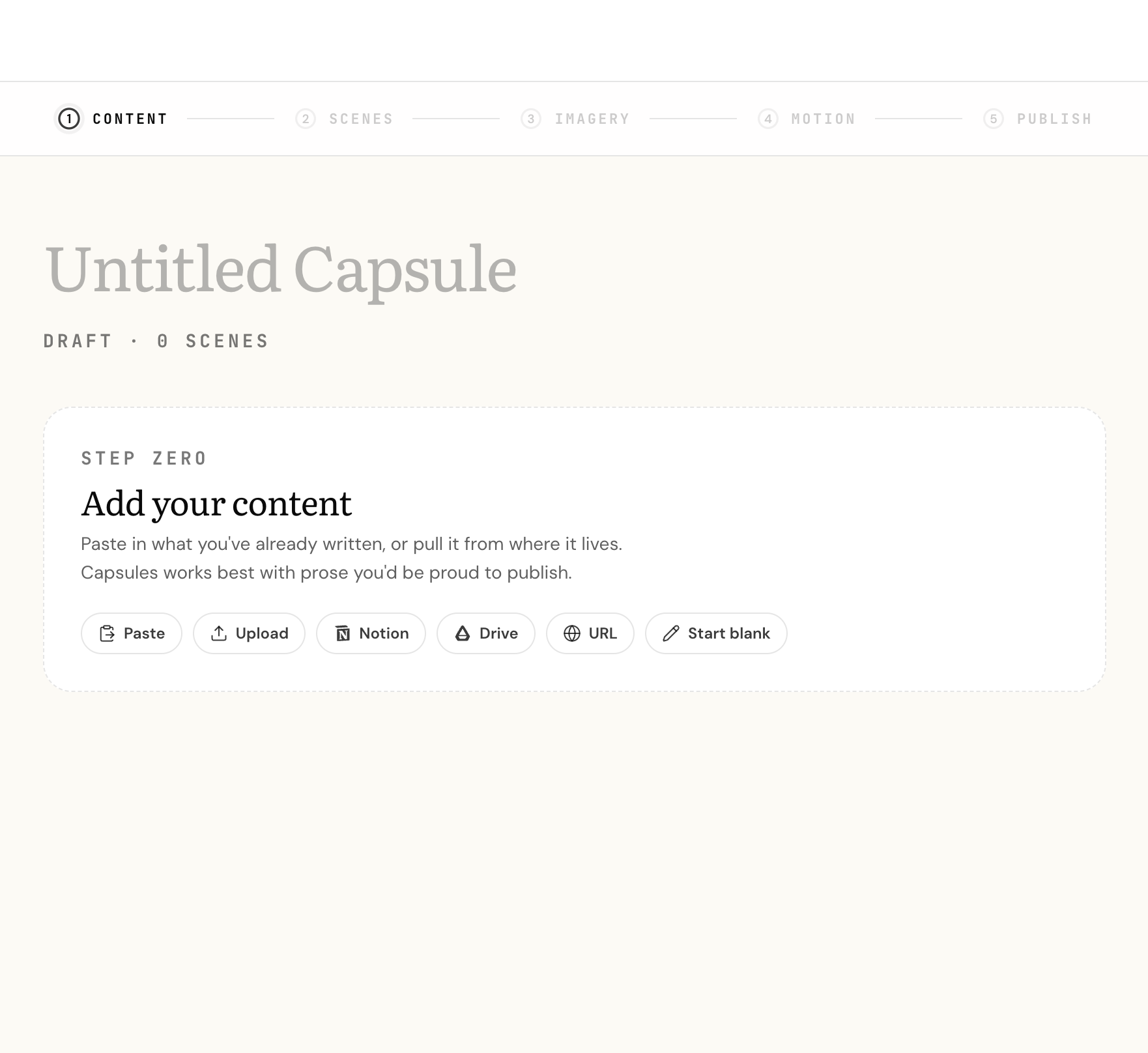 Adding your content in the Capsules editor